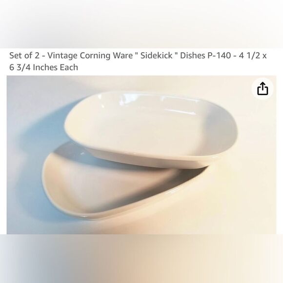 Corning Ware Sidekick 4 1/2 X 6 3/4 Inches 10 Oz Each Oven Microwave Set 2 White - Picture 9 of 9